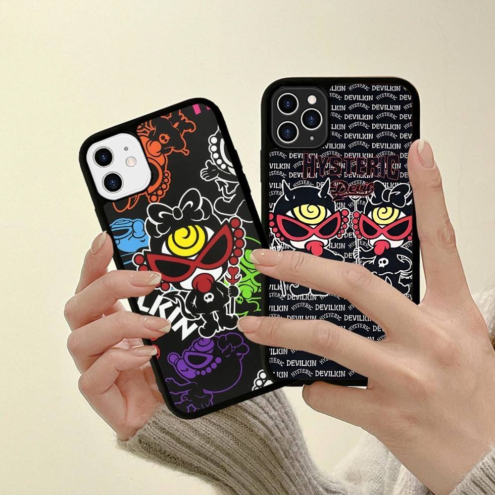 Japan Fashion H-Hysteric M-Mini PC+TPU Phone Case For iPhone 17 16 15 14 13 12 11 Pro Max Plus Kawaii Cartoon Cover