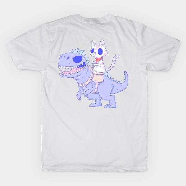 Men Black Print T-shirt Cat And Dinosaur No-Cut Transfer Paper Print Cotton Tshirt 2XL