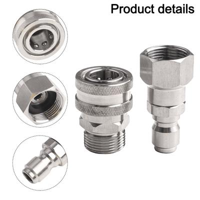 NPT 3/8 Zoll Edelstahl Stecker Buchse Schnellkupplungs-Kit Hochdruckreiniger Adapter M22 14mm /15mm Innengewinde