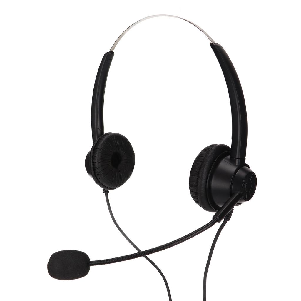 Telephone Headset Noise Reduction Binaural RJ9 Plug Corded Business Headphone with Mic USB Sound