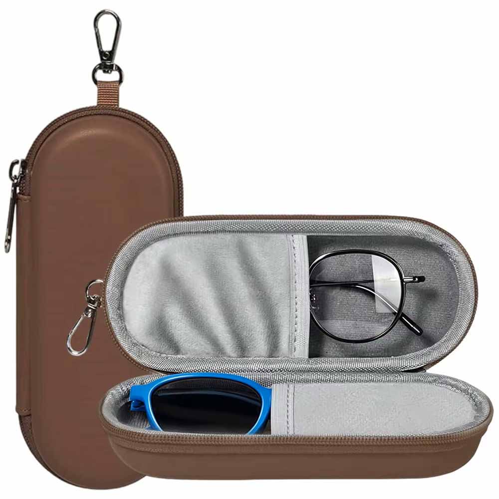 Eyeglasses Case Dual Glasses Sunglasses Organizer with Zipper Closure Eyewear Storage Box for Men Women Travel