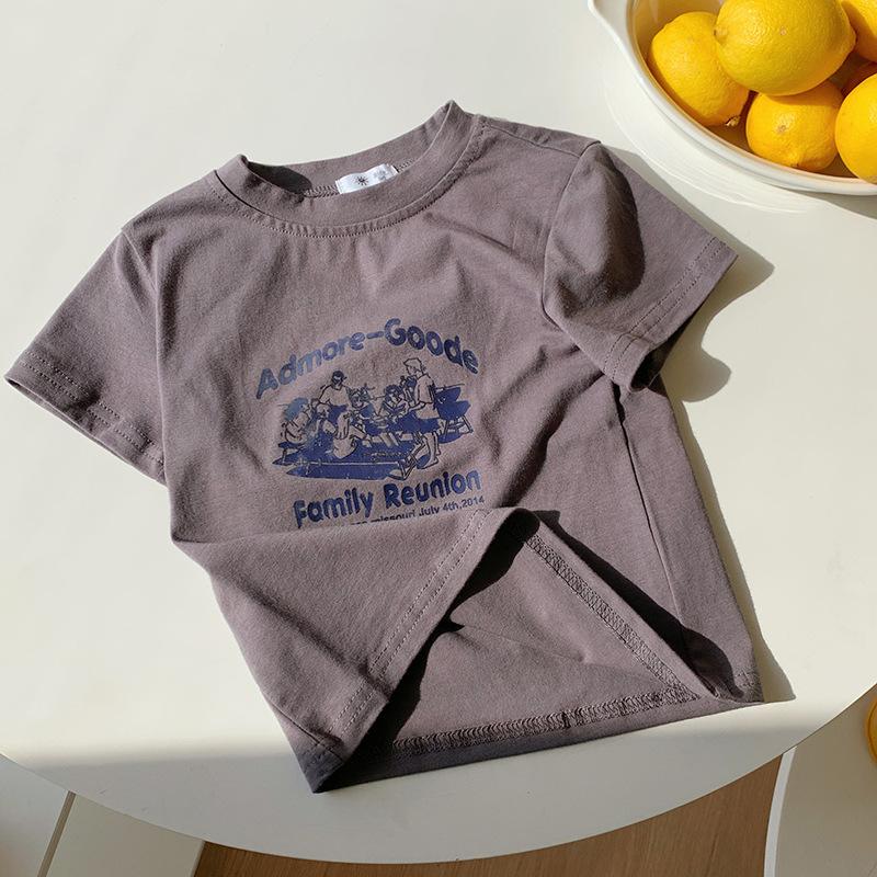 Casual T-shirt met Korte Mouwen voor Meisjes - Zomer Kinder Schattig Katoenen Top met Ronde Hals