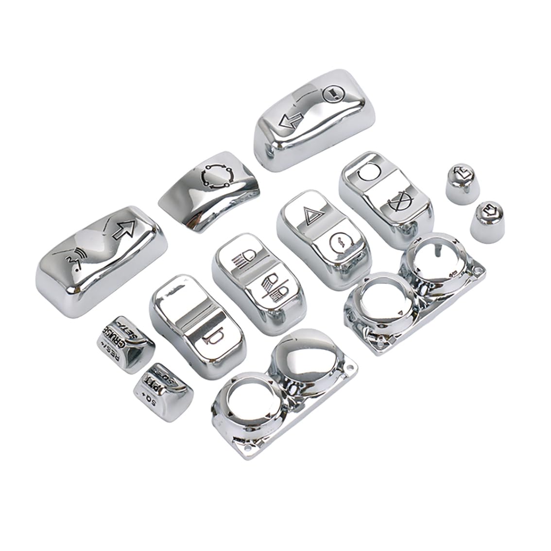 

13pcs Chrome Hand Control Switch Housing Caps Button Compatible for Harley Davidson Electra Street Glide 2014 2015 2016 2017 2018 2019 2020 2021 2022 Chrome
