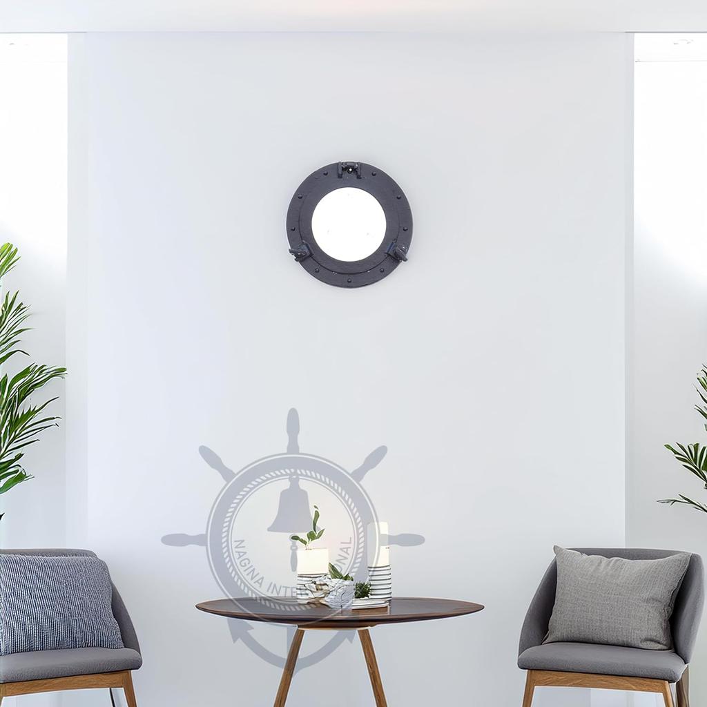 Nagina International 14" Nautical Ship Porthole Mirror with Iron Antique Finish QH5-ESX-IJS