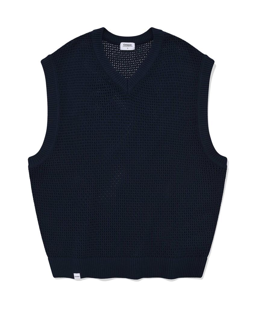 Covernat Crochet Knit Vest Navy