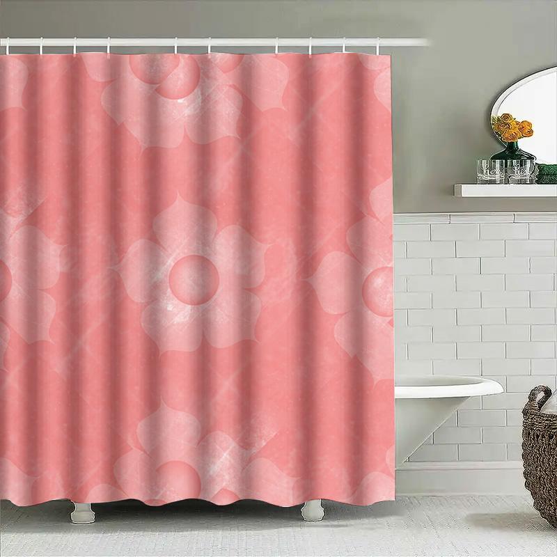 Pink Watercolor Floral Shower Curtain Home Decor Bathroom Decoration Waterproof Washable Size Customizable For Bathtub Or Tubs P