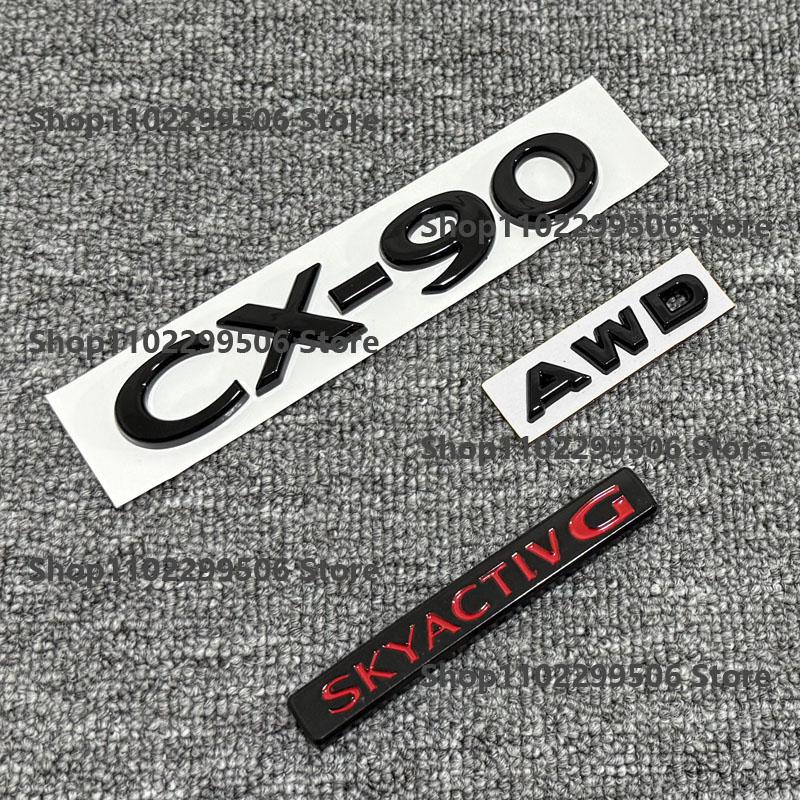 CX-90 Glossy Black ABS Car Front Grille Eemblem Rear Trunk Badge Sticker SKYACTIV G AWD For Mazda CX90 Logo Accessories