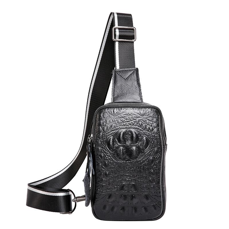 Men'S Leather Breast Bag Casual Large Capacity Messenger Bag Outdoor Trend Backpack First Layer Cowhide Chest Satchel