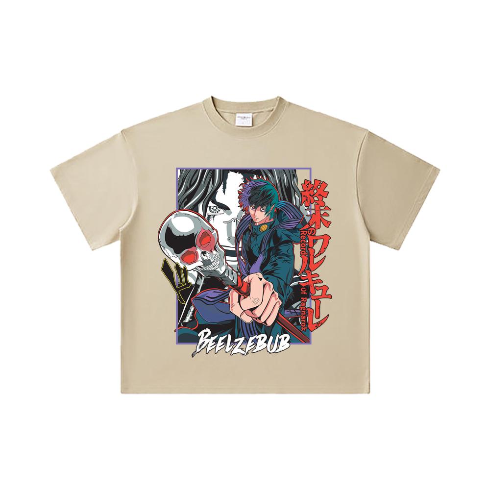 260 GSM Double Yarn 32 Count 100% Cotton Record of Ragnarok V4 Beelzebub Print Unisex Heavy Cotton T Shirt