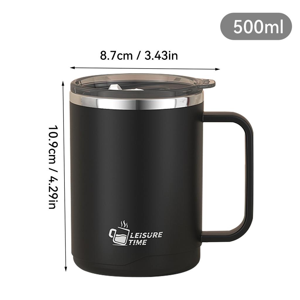 304 Stainless Steel Thermal Coffee Mug Leakproof Insulated Tumbler Dual Drink Cup with Handle Travel Tea Water Bottle Office Hom