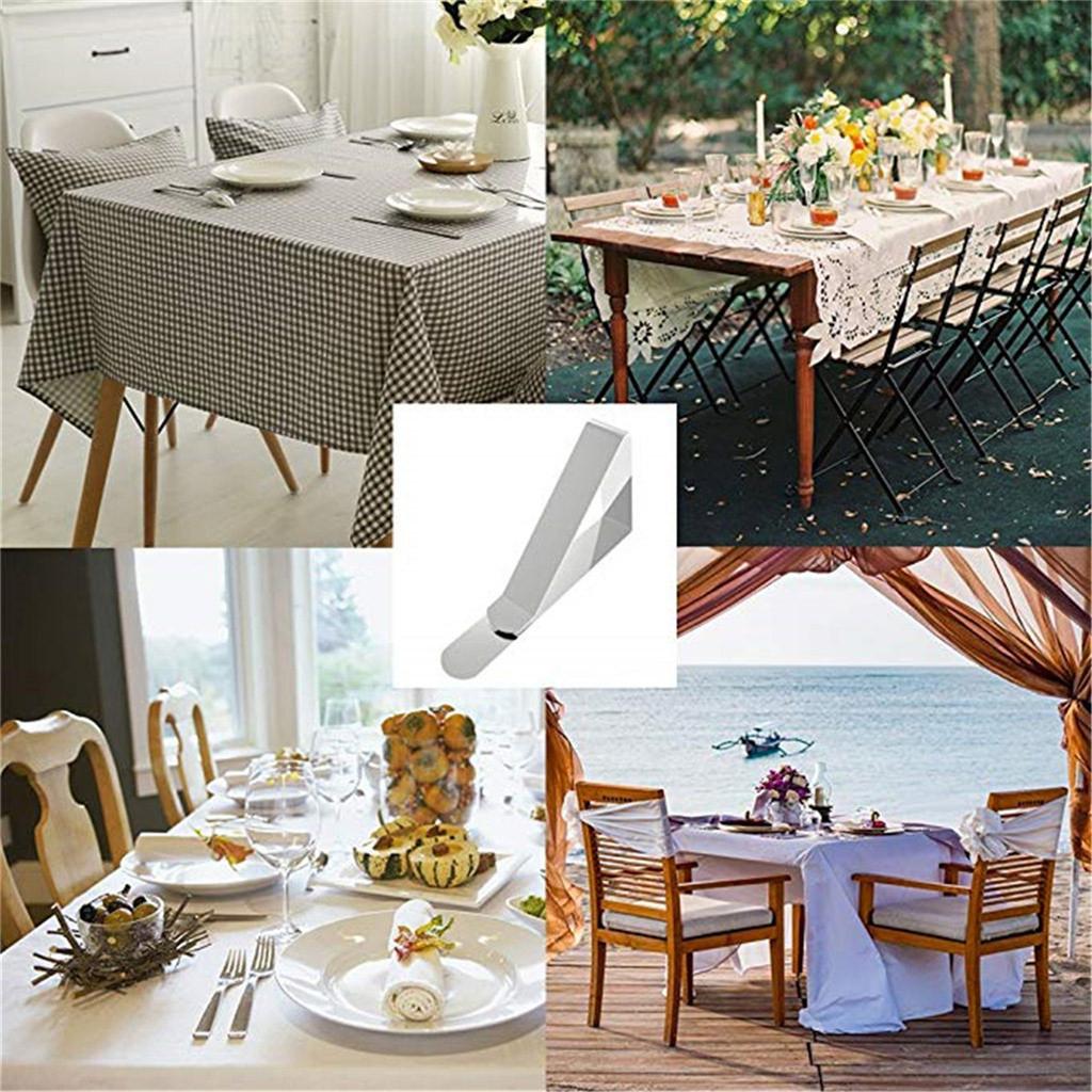 Stainless Steel Tablecloth Clips 4 Pack Triangle Windproof Table Cloth Holder Clips Durable Metal Table Cover Fasteners for Outdoor Indoor Use