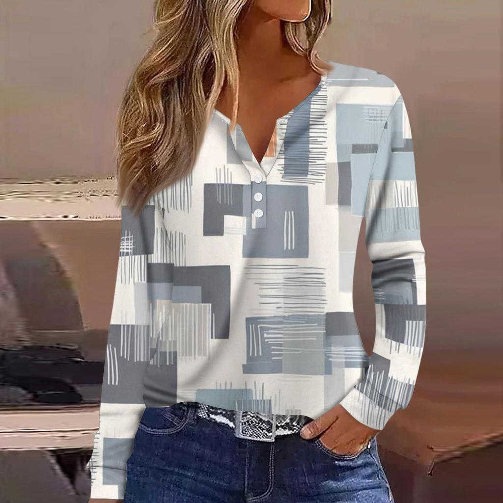 T-skjorte for kvinner T-skjorte med lange ermer Daglig helgmote Basic V-hals vanlig topp