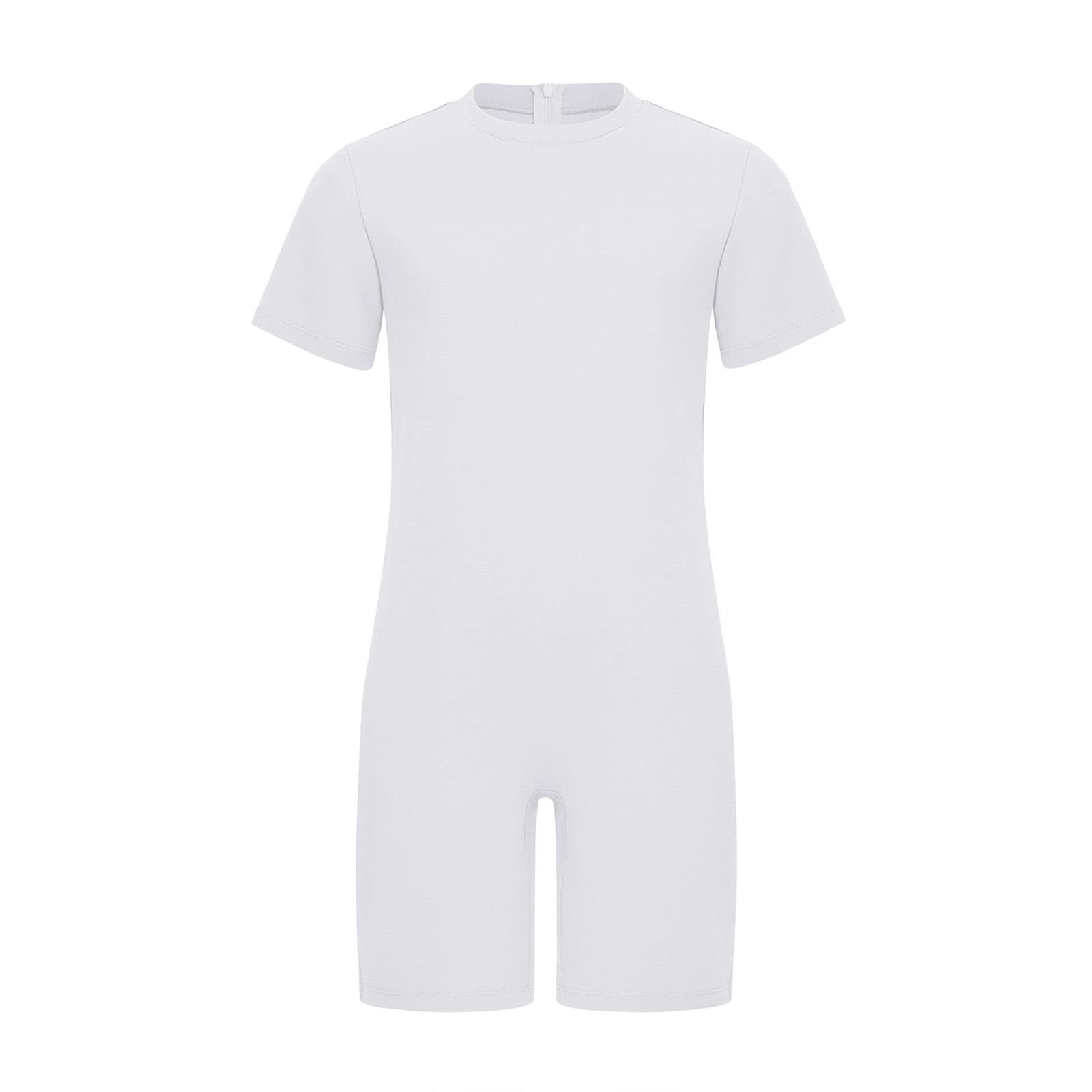 

Хлопчики Дівчатка Адаптивний одяг Короткий рукав Кругла горловина Задня прихована блискавка Однотонний комбінезон 11-12 Years білий
