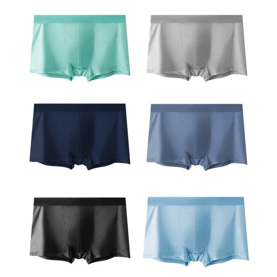 Men Boxer Underwear Elastic Mid-Waist Design Solid Color Shorts Briefs U-Convex Thin Soft Panties Daily Wear