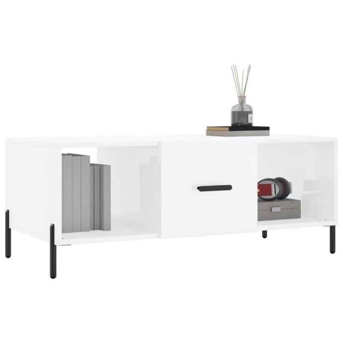 VidaXL Table basse Blanc brillant 102x50x40 cm Bois d'ingénierie 829310