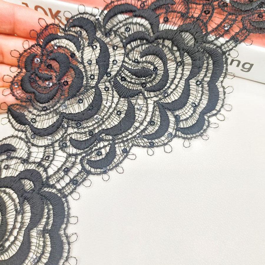 1Yard White Black Flower Lace Trim Fabric Handmade DIY Clothes Accessories 10CM Wide