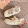 Soft Leather Version~ Platform-soled Sports Bag Head Sandals Women's 2025 New Summer Little White Shoes with Skirts Velcro Single Shoes