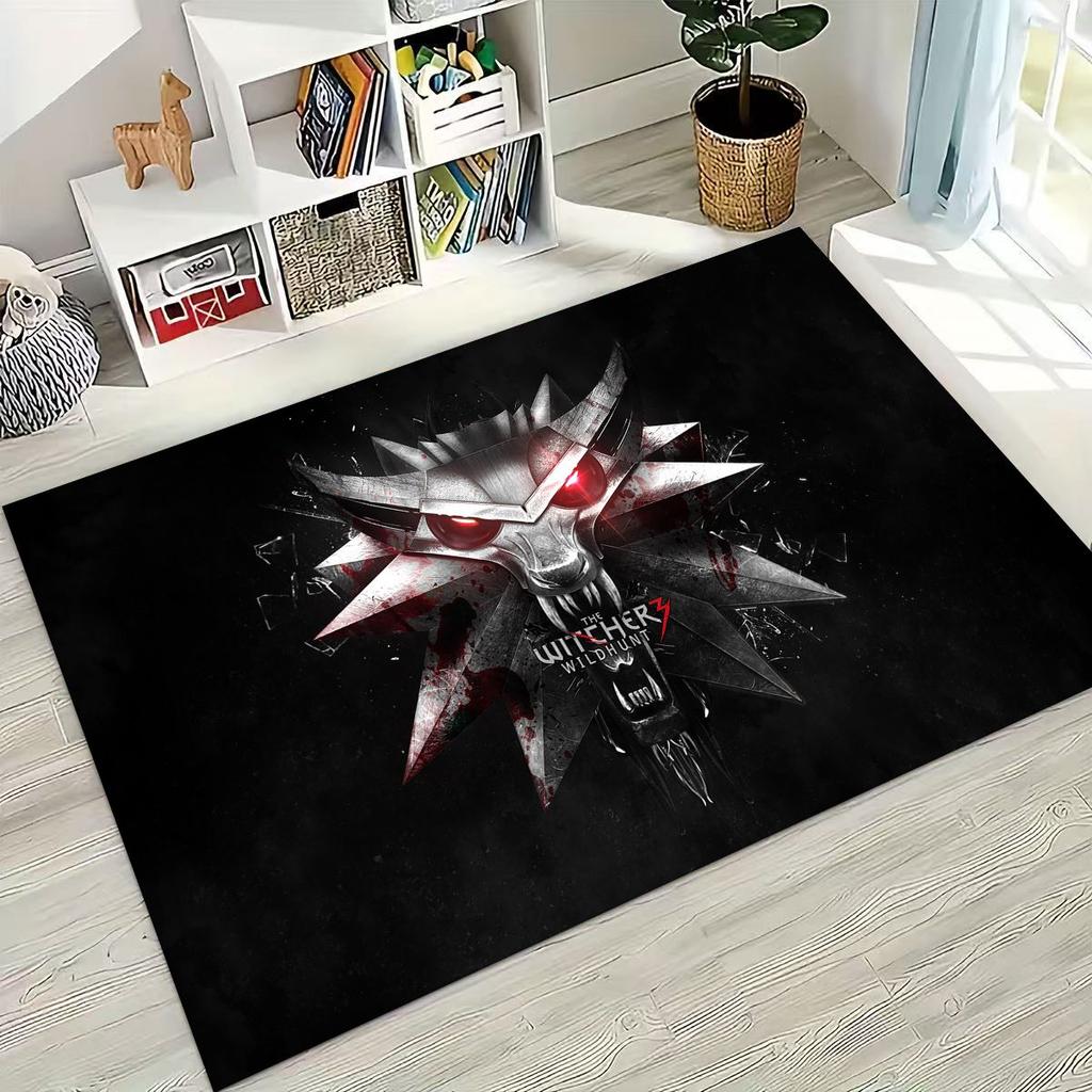 3D The W-Witcher Geralt Games Cartoon Rug for Bedroom Living Room Sofa Home Doormat Decor, Large Kid Play Non-slip Floor Mat