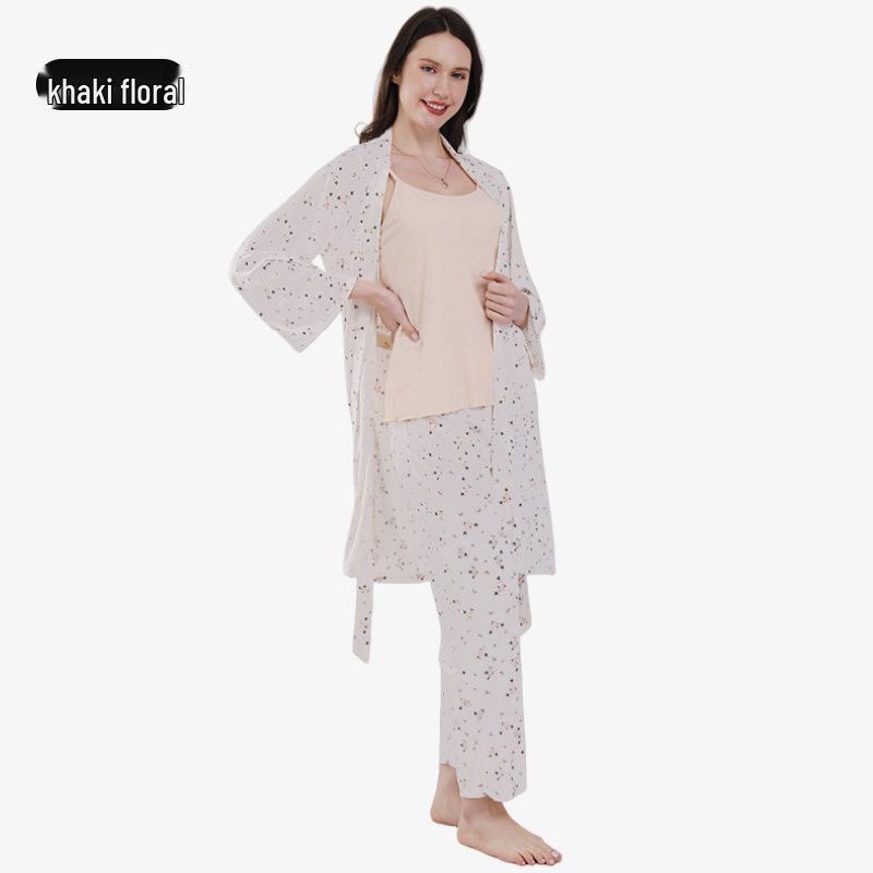 Summer 2026 Floral Women's Pajamas Three-Piece Set Long Sleeve – Wearable Outdoors, In Stock