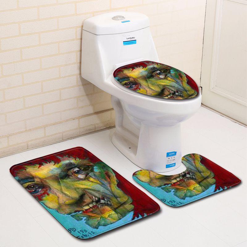 Personalized Painted Bathroom Toilet Three-Piece Floor Mat Doormat Bathroom Carpet Is Now