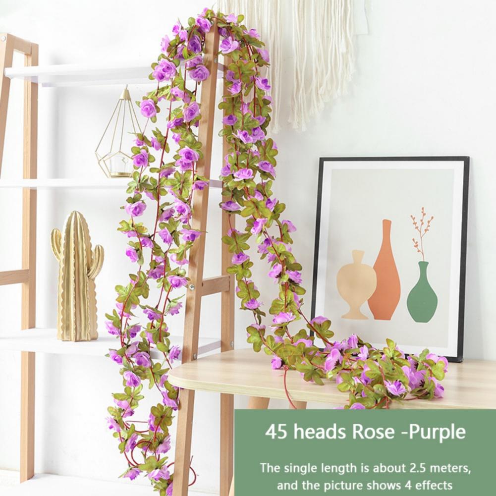 1PC Artificial Flowers Vine 45pcs / 69pcs Rose Fake Flower DIY Wedding Decoration Home Room Decor Wall Hanging Garland Plant