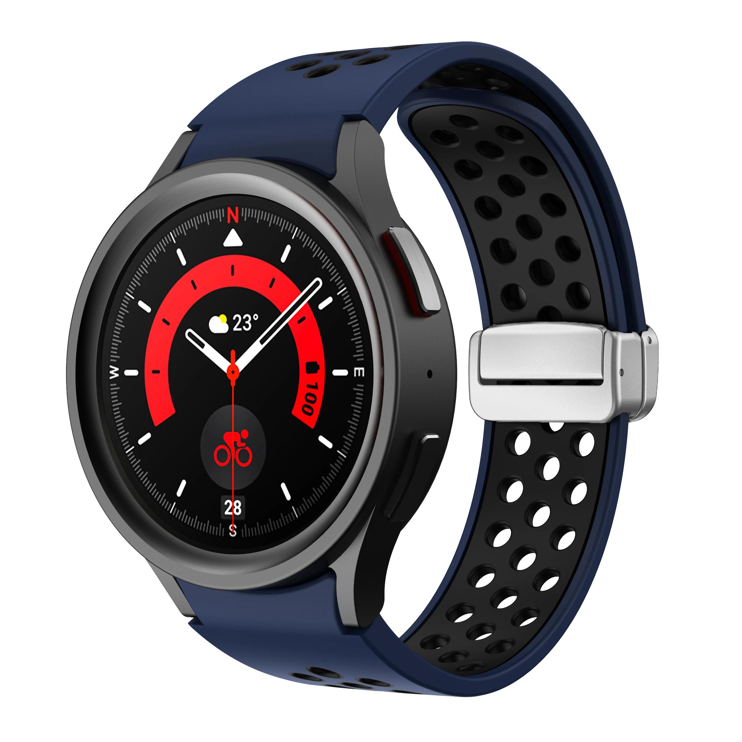 

Magnetic Silicone Band for Samsung Galaxy Watch 6 Classic 43 47mm 4 42 46mm 5 Pro 45mm No Gaps Loop Strap for 4/5/6 40 44mm Belt Galaxy Watch 5pro 45