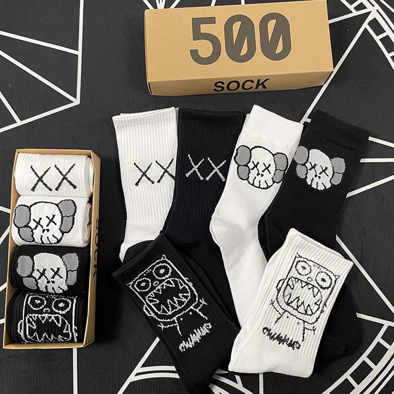 Unisex Mid-Calf Cartoon Little Devil Sports Socks - Trendy High-Top for Skateboarding & Basketball