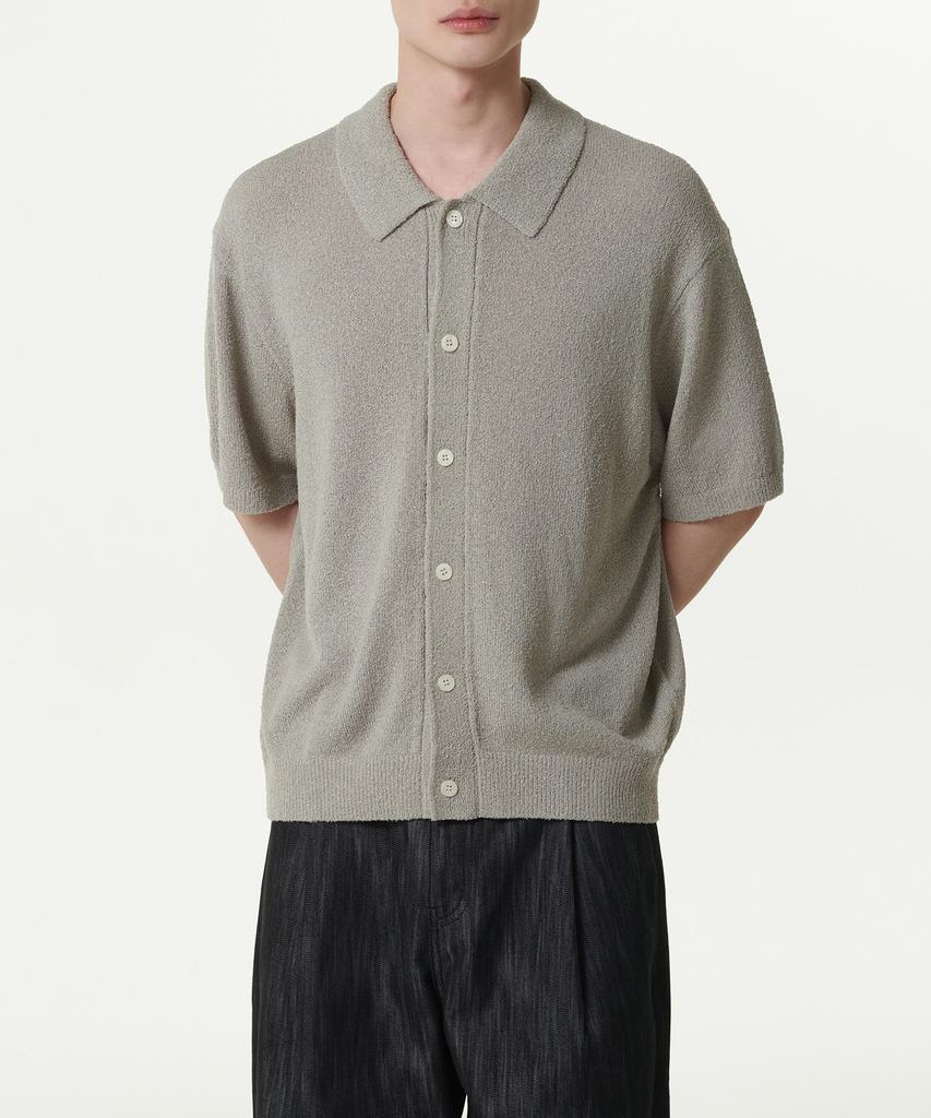 Musinsa Standard Boucle Collared Short Sleeve Cardigan [Light Warm Gray]