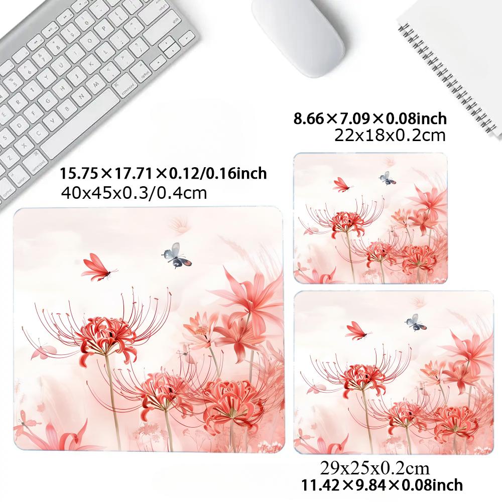 Flower Red Mouse Pad Large Square Computer Office Game Table Mats Rubber Anti-slip Mousepads Small Decor Desk Pads XS 250x200mm