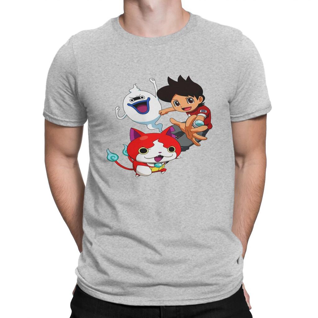 yokai Men's T Shirt Yokai Watch Fun Tee Shirt Short Sleeve Round Collar T-Shirts Pure Cotton Printed Clothing