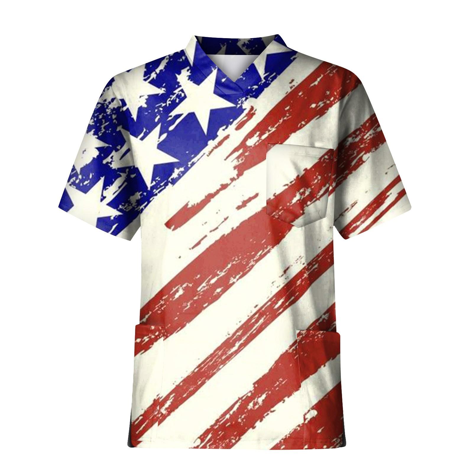 Модный мужской топ с коротким рукавом и V-образным вырезом с принтом и карманом на груди L синий