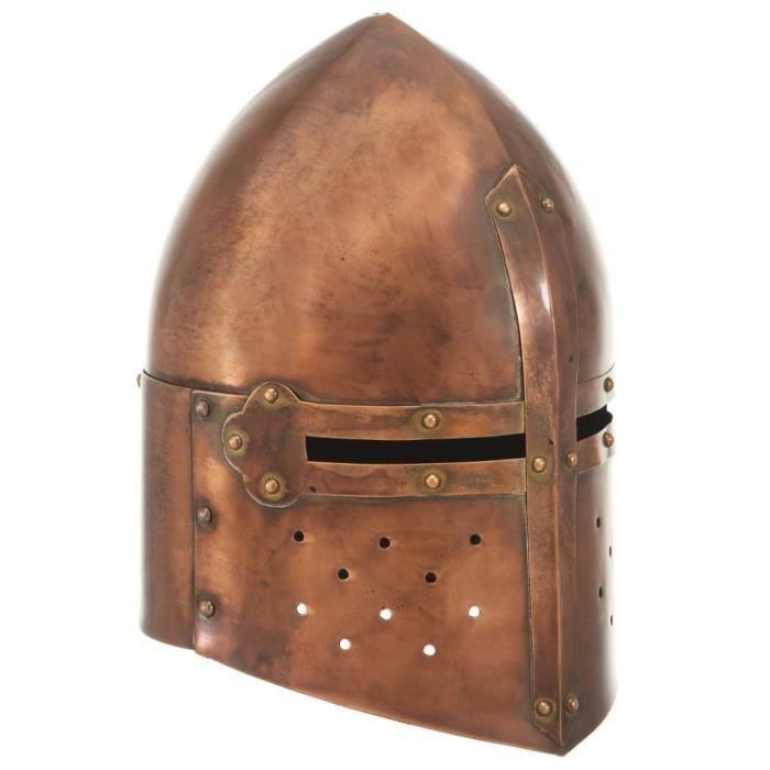 VidaXL Antique Medieval Knight Helmet for LARP Copper Steel