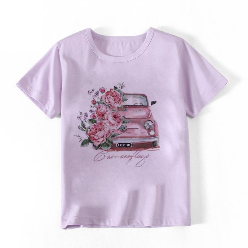 T-shirt per bambini Top Estate Stampa di cartoni animati Arcobaleno puro Moda a maniche corte Coniglio Simpatico Top multicolore di vendita caldo