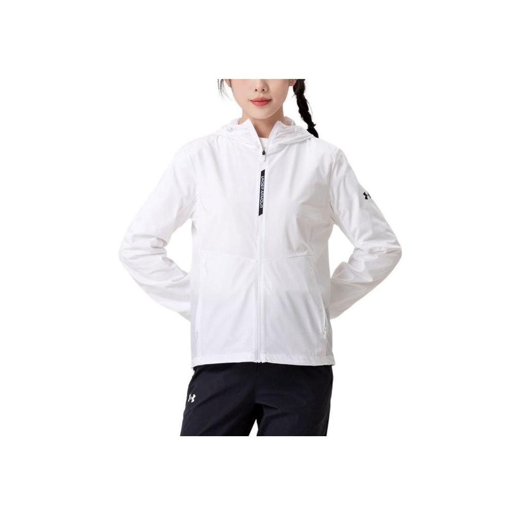 Under Armour UA Sun Protection Series Lightweight Casual Loose Breathable Sunscreen Hooded Windbreaker Jacket Women Outerwear White 22500410-100