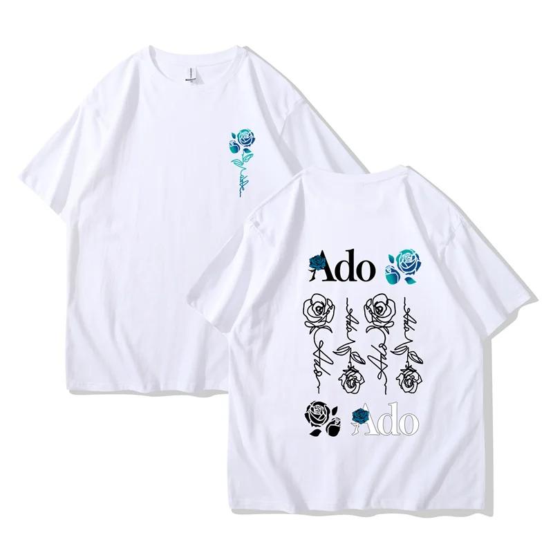 

Ado Blue Rose T-shirts Wish World Tour Merch Tee Women Fashion Casual Harajuku Short Sleeve 4XL