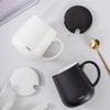 Simple Mug with Lid Spoon Ceramic Cup Hotel Room Water Cup Opening Gift Box Coffee Cup