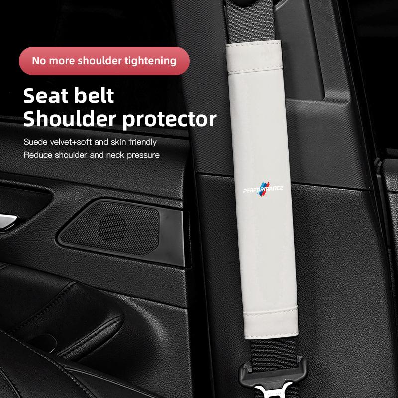 NNEJ4 Suede Car Seat Belt Shoulder Protection Pad Auto Interior For BMW Performance G30 G20 G05 G11 E48 Car Seat Belt Cover Keychain