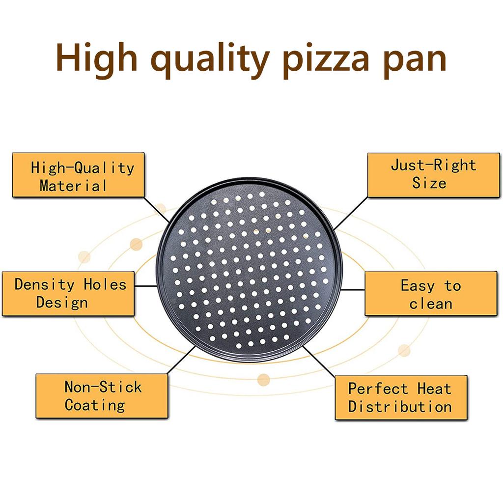 32CM Non-stick Pizza Pan Baking Tray Metal Round Pizza Baking Pan with Holes Bakeware for Oven Pizza Tray Mould Kitchen Tools