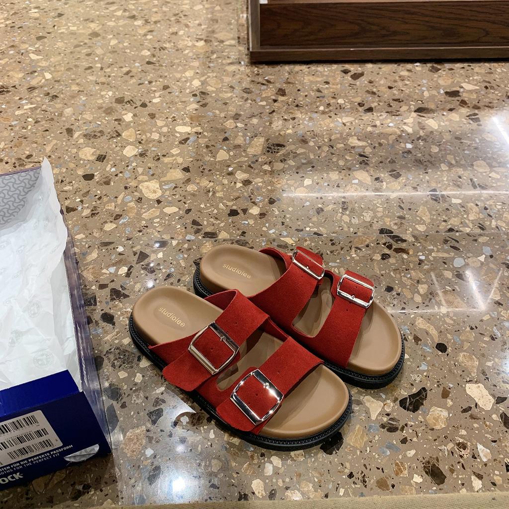 A pair for everyone! Comfortable lazy double buckle with versatile thick-bottomed half slippers for women