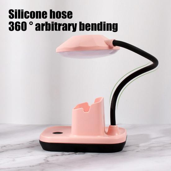 Table Lamp LED No Blue Light Flicker Free Flexible 360 Degree Adjustable Neck USB Charging Desk Light with Mobile Phone Holder