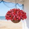 1/2Pcs Hanging Artificial Bougainvillea Coconut Palm UV Resistant Fake Flower Basket Speetabilis with Flower Indoor Outdoor Faux Bloom