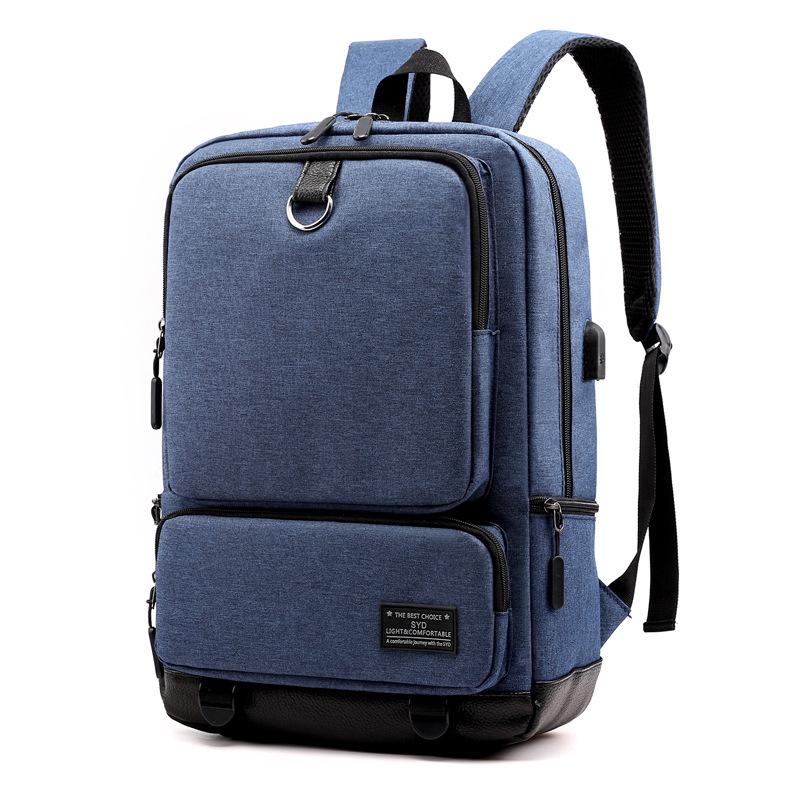 

Backpack Outdoor Schoolbag Multi-Purpose Usb Men S Large-Capacity Travel Backpack Casual Versatile Lightweight темно-синий