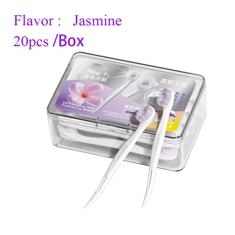 Mini Toothbrush With Mouth Freshener Beads&Toothpick&Tongue Scraper 4In1 Remove Bad Breath Portable Oral Care Tool 1/20/24Pcs