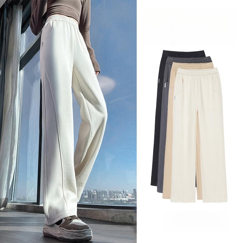 White Casual Sports Pants for Women Spring New Hot-Selling Narrow Version Banana Pants High Waist Loose Straight Wide-Leg Pants