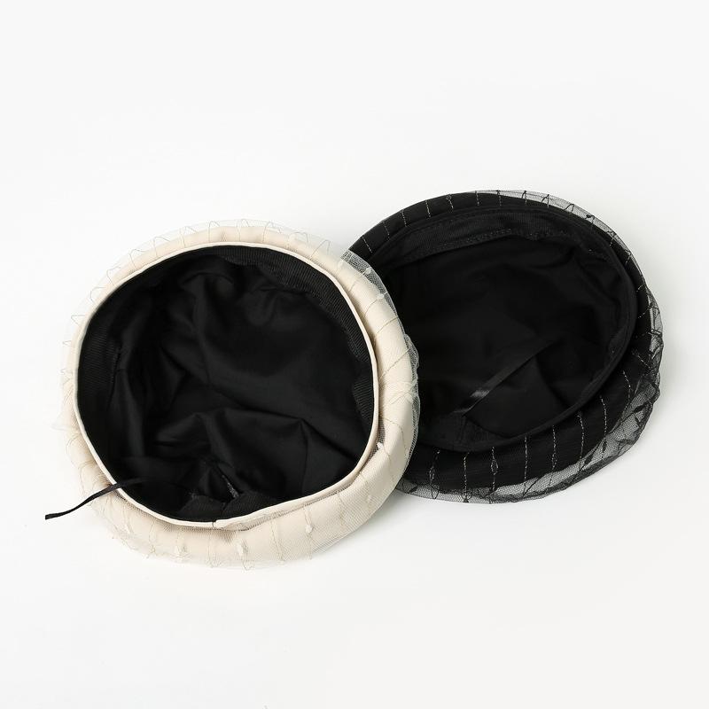 Autumn and Winter Hat Women's High-end Lace Beret Literary Retro Hepburn Style Thin Pumpkin Hat