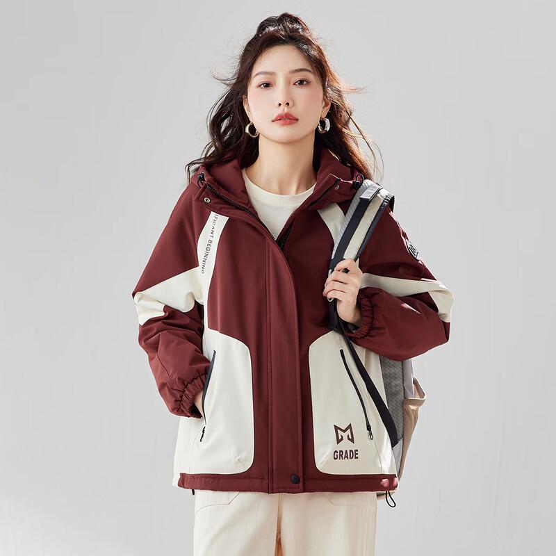 TERRE BLEUE Women's Winter Color-block Hooded Padded Jacket