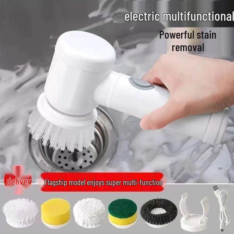 

Беспроводная электрическая ручная щетка для уборки для кухни, ванной комнаты и обуви White 5 Heads