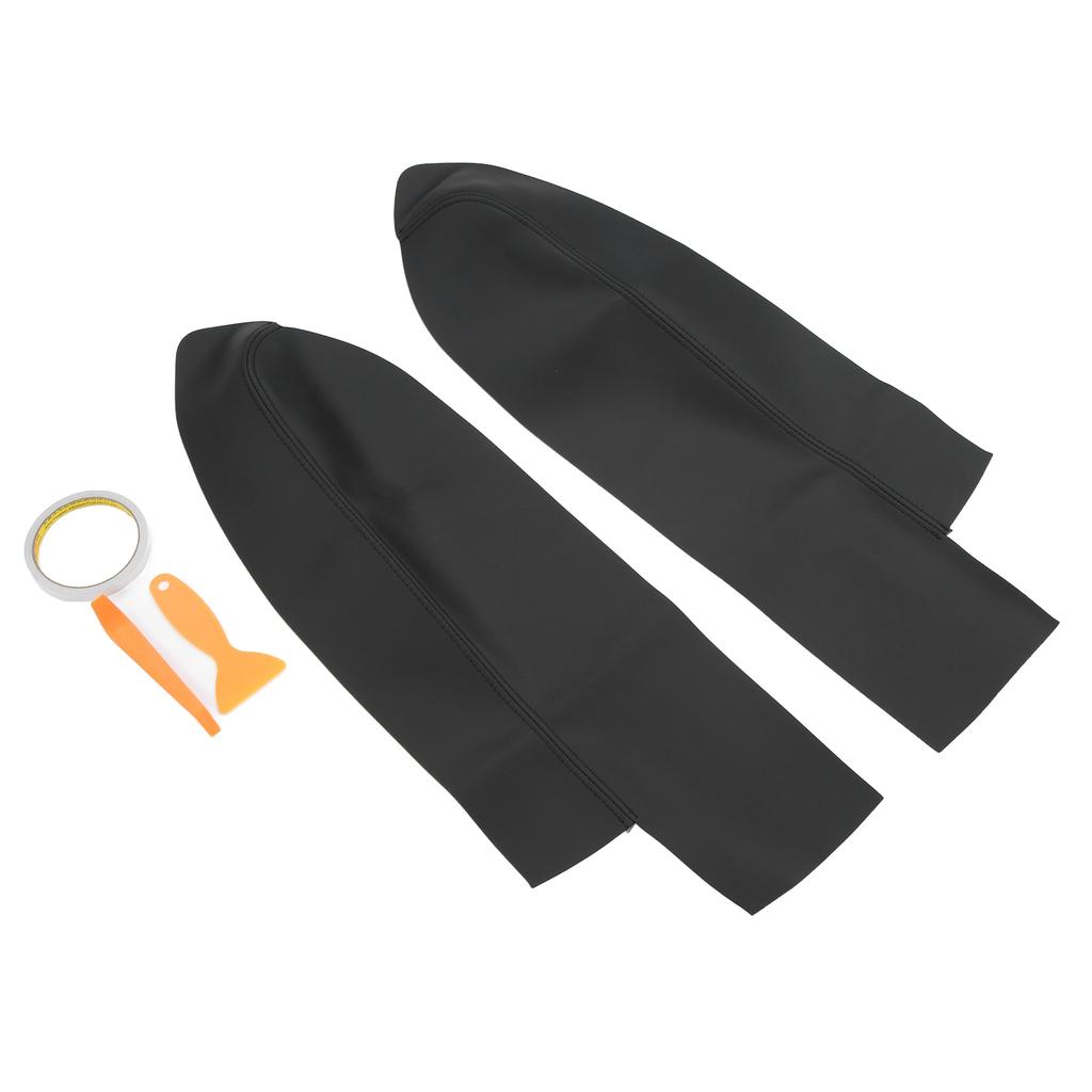 1 Pair Front Door Panel Armrest Cover Microfiber Leather Car Interior Accessories Replacement for CRV 2007‑2011Black