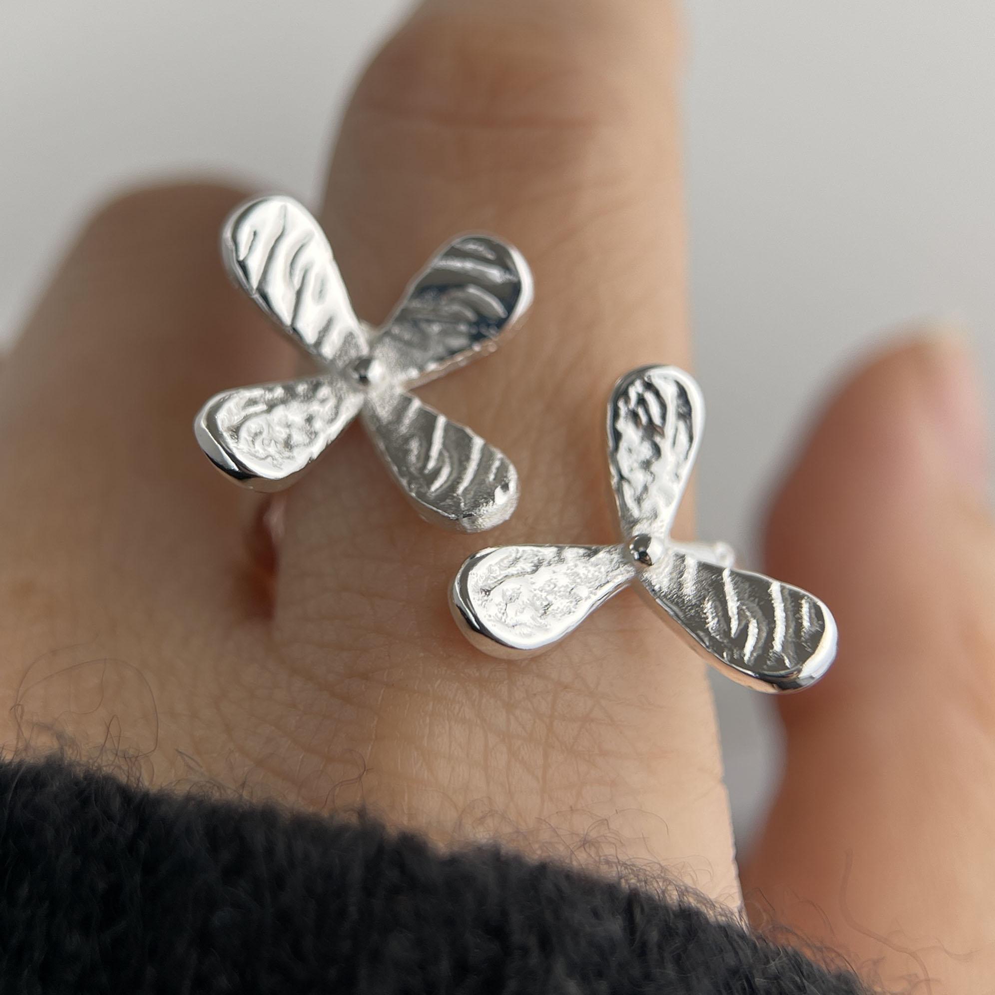 

925 Sterling Silver Rings for Women Couple Minimalist Handmade Simple Shinning Flower Ring Fine Jewelry Gift Prevent Allergy resizable