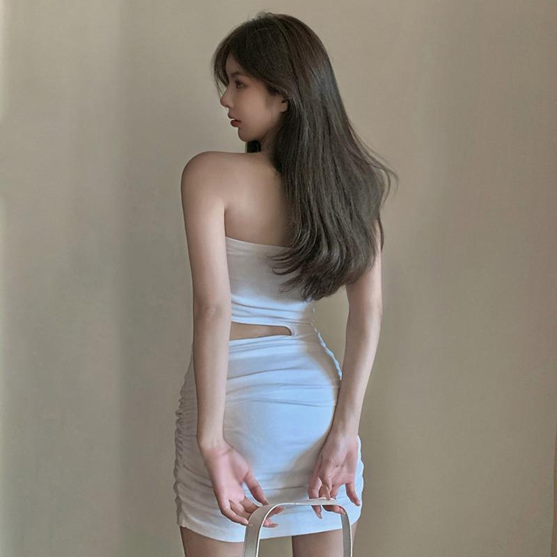 Women's Dress Dropped Waist Slim Versatile Strapless Summer